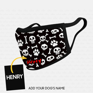 Personalized Dog Gift Idea - Skulls, Paws And Bones For Dog Lovers - Cloth Mask